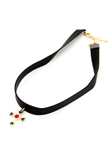 Délicat collier en velours côtelé casual