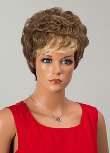 Magnétique perruque de cheveux humains pour femme brun foncée coupe boyish ébouriffée de vacances fi