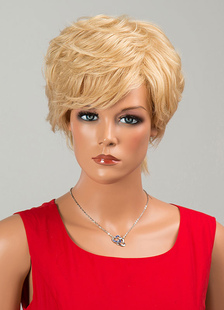 Magnétique perruque de cheveux humains pour femme or coupe boyish ébouriffée de vacances filet de pl