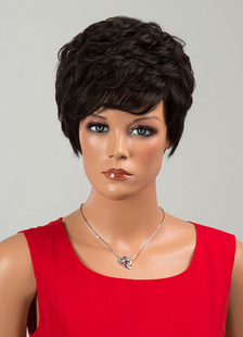 Perruque de cheveux humains de qualité pour femme noire coupe boyish dégradé de vacances filet de pl