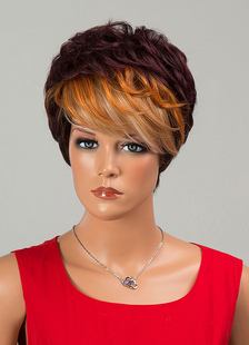 Magnétique perruque de cheveux humains pour femme marron foncée coupe boyish ébouriffée de vacances 