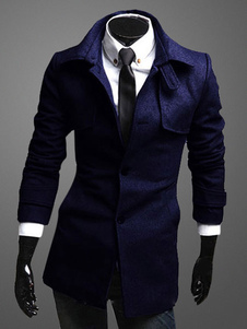 Manteau classique masculin en coton bleu marine foncé