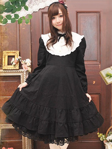 Robe lolita séduisante en coton noire