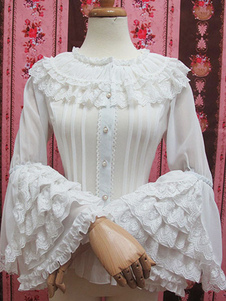 Chemisier lolita doux en chiffon col rond