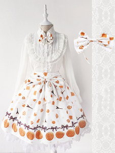 Jupe lolita parfaite ivoire douse en coton mélangé de couleurs acidulées