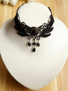 Gothic Lolita Collier Colliers noir dentelle Lolita court accessoires