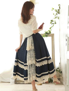 Jupe lolita séduisante bleu foncée douse en coton