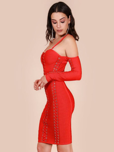 Robe noire bretelles Spaghetti Long Sleeve Backless Slim Fit Bodycon robe