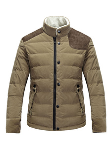 Manteau d’hiver Stand collier manteau boutonné poche occasionnel hommes