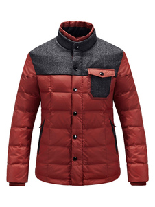 Manteau Patchwork Stand col fermeture éclair hommes manteau rembourré