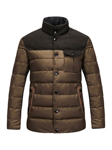 Manteau rembourré hommes Stand collier bouton poche manteau d’hiver