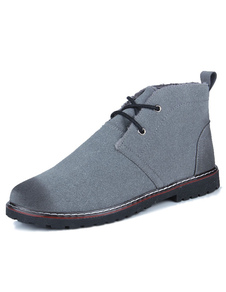 Suède la cheville bottes gris Round Toe Lace Up High Top Desert Boots pour hommes