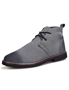 Gris Suede cheville bottes homme Round Toe Lace Up High Top Desert Boots