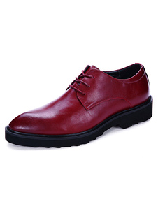 Casual chaussures rouge amande lacez vers le haut plat chaussures