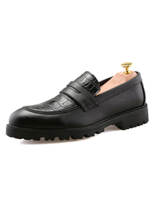 Robe noire Chaussures Crocodile modèle Slip sur les plaines pour les hommes