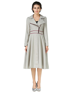 Énigmatique manteau Vert Cendré unicolore moulant col à revers