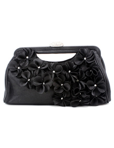 Soirée pochette noir fleurs perlé Wedding Bridal sac à main
