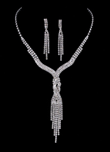 Noces d’argent bijoux mariée collier serti de strass Tassel