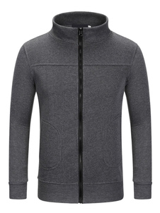 Sweat modeste en coton mélangé unicolore avec zip