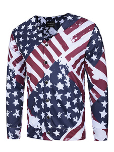 Sweat de qualité en coton bleu marine foncé imprimé drapeau imprimé fleuri