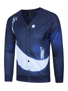 Sweat populaire en coton bleu marine foncé impression