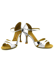 Danse argent chaussures Glitter talon aiguille sangle réglable salle de bal sur mesure