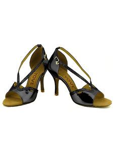 Salle de bal noir chaussures haut talon Criss Cross femmes Open Toe personnalisé chaussures de danse