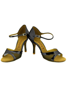 Magnétiques chaussures danse latine en gaze à talons aigus courroie ajustable unicolore et bout ouve