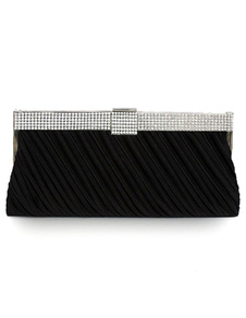 Pochette de soirée mariage noir perlé Satin plissés mariées sacs à main