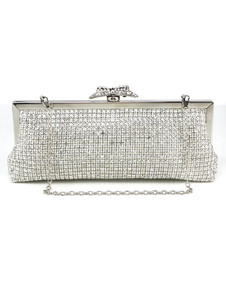Pochette de mariage argent strass soirée sacs paillettes chaîne sangle bourse nuptiale