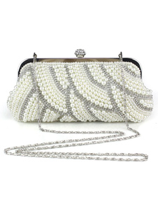 Soirée pochette perles blanc soirée sacs strass chaîne sangle bourse nuptiale