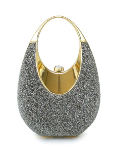 Paillettes, sacs gris chaîne sangle mariée soirée pochette de mariage