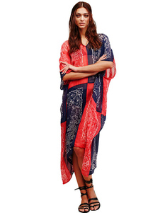 Couverture de Boho Ups deux ton imprimé V Neck demi manchon Beach maillots de bain