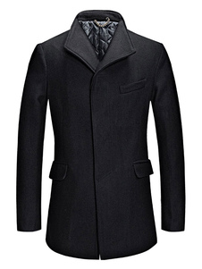 Manteau d’hiver de touche masculine Trench-Coat gris mi-longs avec poches de contraste