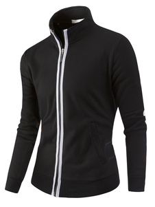 Piste noire veste Stand col manches longues Slim Fit coton veste pour hommes