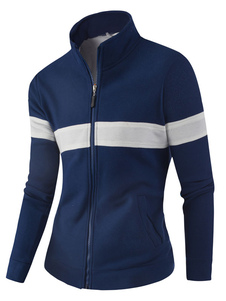Track Jacket Stand collier masculine Long Sleeve Zip Up veste de sport à rayures