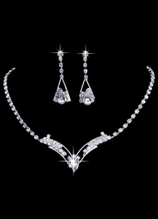 Mariage bijoux mariée collier en argent serti de strass boucle d’oreille