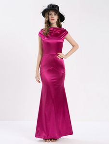 Robe Maxi Cowl Fuchsia décolleté sans manches Slim Fit robe de soirée femmes