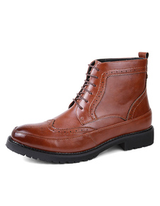 Cheville marron bottes lacets chaussures Derby haut élevé pour les hommes