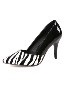 Chaton talon pompes femmes deux ton zèbre Slip bout pointu sur les chaussures
