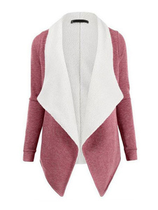 Cardigan gris manteau polaire doublé Oversize col manteaux d’hiver féminin