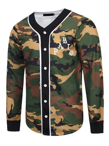 Hommes Camo Jacket V cou manches longues coton veste et manteau