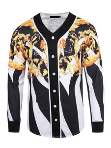 Coton veste multicolore V cou manches longues hommes imprimé veste et manteau