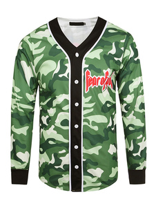 Veste de coton imprimé 3D V cou manches longues Camo vert veste masculine et le pelage