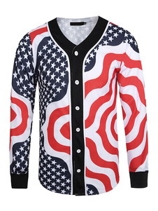 Coton veste Chic V cou manches longues avant bouton hommes imprimé veste et manteau