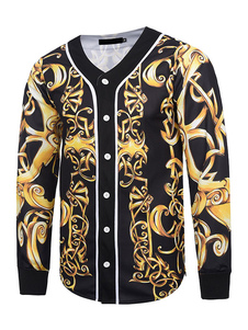 Cardigan veste or V cou manches longues coton masculine imprimé veste et manteau