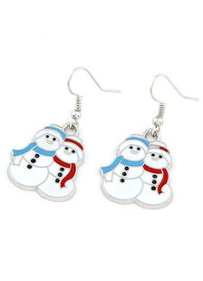 Bonhomme de neige Double pendentif boucles d’oreilles Noël blanc boucles d’oreilles féminines