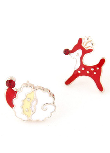 Boucles d’oreilles Noël rouge Boucles d’oreilles Santa Deer asymétrique féminin