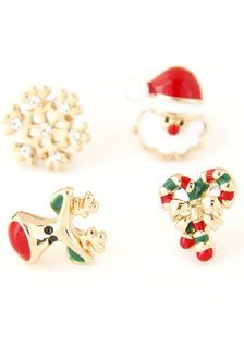 Bijoux de Noël définit Stud boucles d’oreilles les boucles d’oreilles Santa Snowflake Deer béquilles