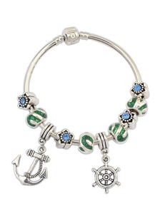 Bracelet à breloques perles Bracelet strass ancre Helm pendentif bracelet vert